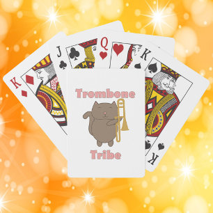 Trombone Tribe Bruine Kawaii Kat Roze Pokerkaarten