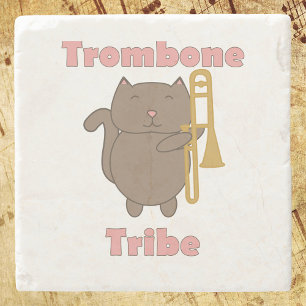 Trombone Tribe Kawaii Kitty Kat Roze Letters Stenen Onderzetter