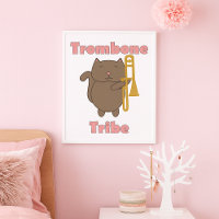 Trombone Tribe Schattige Bruine Kat Roze Letters