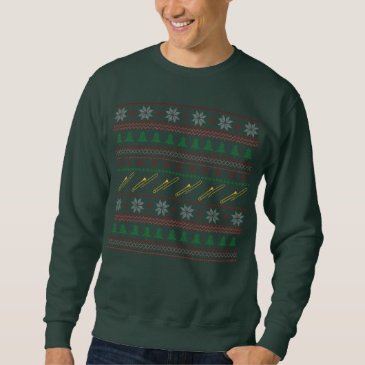 Trombone Ugly Christmas Sweater Pattern Sweatshirt (Devant)
