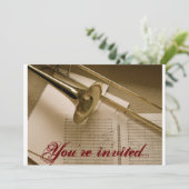 Trombone-uitnodiging Kaart (Staand voorkant)