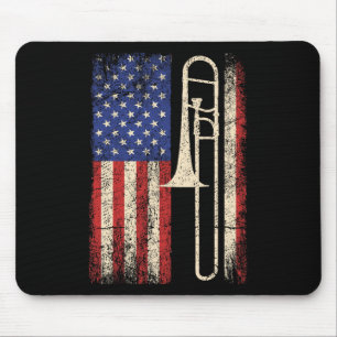 Trombone USA Amerikaanse Vlag Shirt Jazz Muziek Vi Muismat