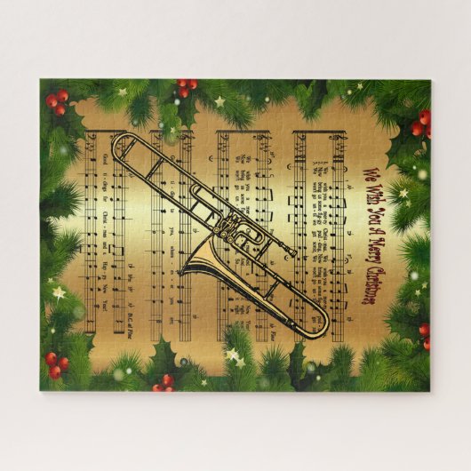 Trombone ~ "We wensen je een prettige kerstdag" ~ Legpuzzel (Horizontaal)