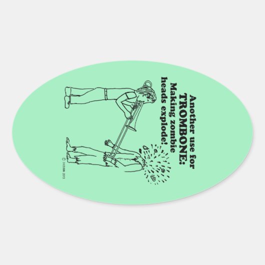 Trombone Zombie Explode Oval Sticker (Voorkant)