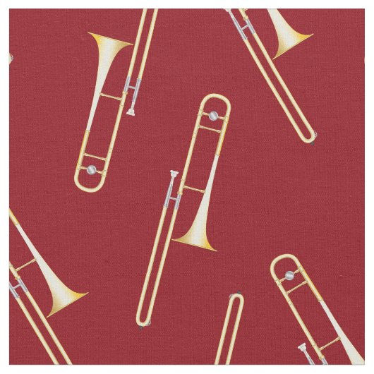 Trombones Music Musician Room Decor Red Stof (Close Up)