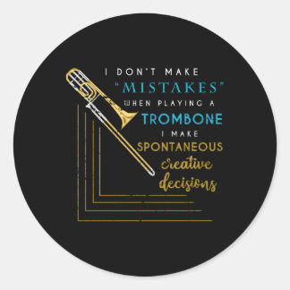 Trombonist Jazz Muzikant Marching Band Trombone Ronde Sticker