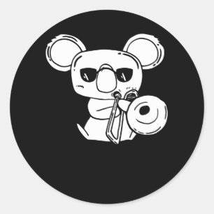 Trombonist Trombone Player Koala met trombone Ronde Sticker