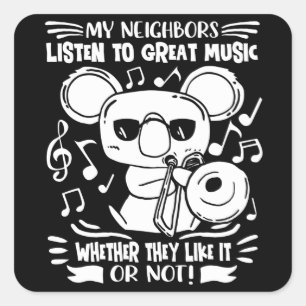 Trombonist Trombone Player Koala met trombone Vierkante Sticker