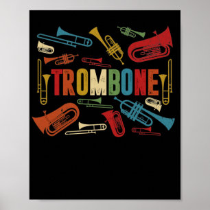 Trombonist van Retro Trombone Poster