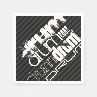 Trommel; zwarte en donkergrijze strepen servetten