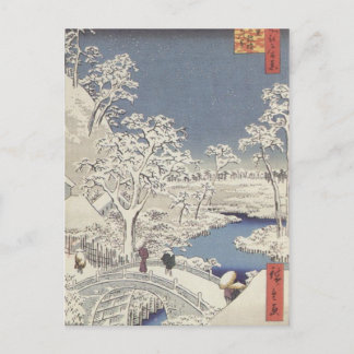 Trommelbrug bij Meguro, door Ando Hiroshige Briefkaart