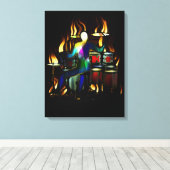 Trommelman die zijn drummelset speelt canvas afdruk (Insitu (Houten vloer))