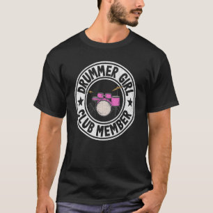 Trommelmeisje Club Lid Vrouwen Drums Vintage Moede T-shirt