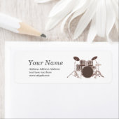 , trommelset, muziekreukstickers etiket (Insitu)