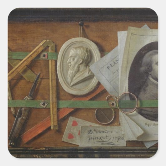 Trompe l'Oeil 1785 Vierkante Sticker (Voorkant)