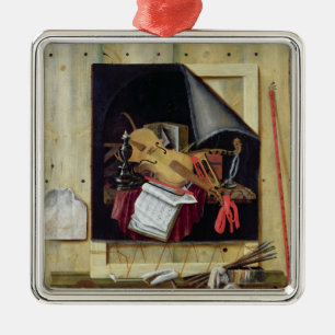 Trompe l'Oeil still Life, 1665 Metalen Ornament