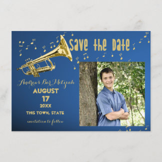 Trompet Bar Mitswa Bewaar de datum Save The Date