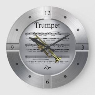 Trompet ~ Bladmuziek ~ Geborsteld Zilver Kleur ~ Grote Klok