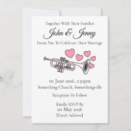 Trompet bruiloft uitnodiging messing muzikanten