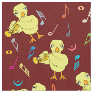 Trompet Chick Muzieknoten Stof