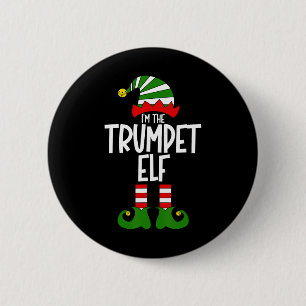 Trompet Elf Kerst Muziek Instrument Bijpassende Ke Ronde Button 5,7 Cm