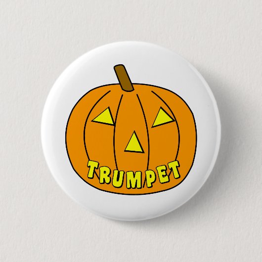 Trompet Halloween Pumpkin Ronde Button 5,7 Cm (Voorkant)