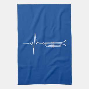 Trompet Heartbeat Trompet Player Gift Theedoek