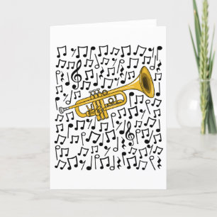 Trompet Musical Notes Trompettist Brass Musician Feestdagen Kaart