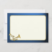 Trompet Muziek Goud en Blauw Dank U Platte Kaart (Achterkant)