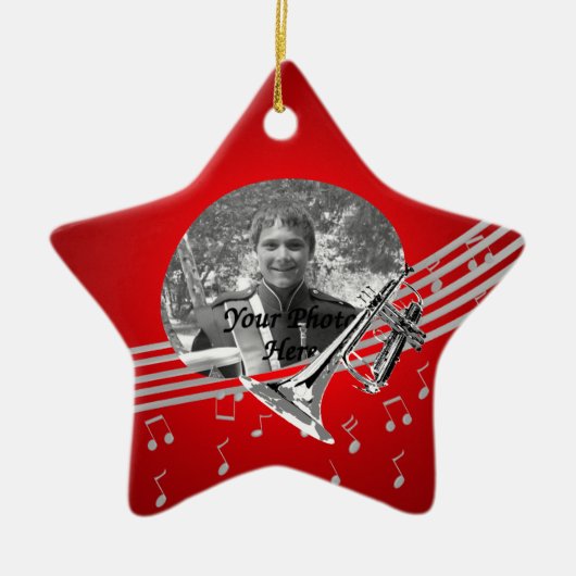 Trompet muziek rood keramisch ornament (Voorkant)