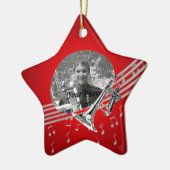 Trompet muziek rood keramisch ornament (Links)