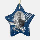 Trompet muziek ster blauw keramisch ornament (Links)