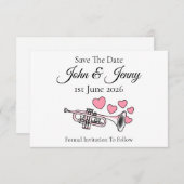 Trompet muzikant bruiloft Save the Date (Voorkant / Achterkant)