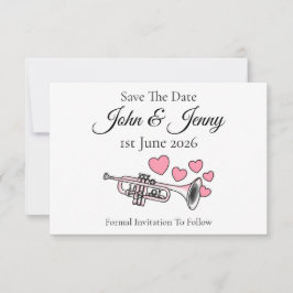 Trompet muzikant bruiloft Save the Date