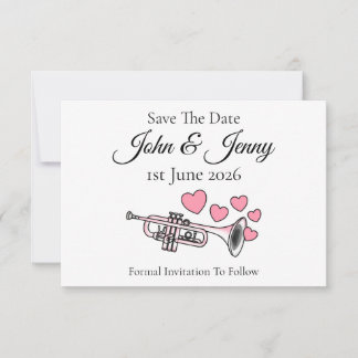 Trompet muzikant bruiloft Save the Date