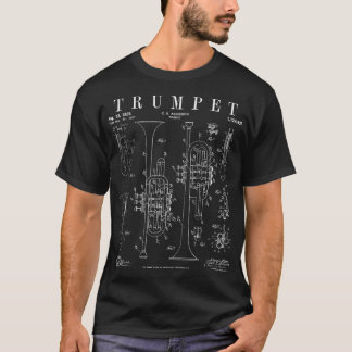 Trompet Patent Trumpetist Tekening Print T-shirt