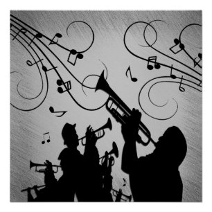Trompet Sectie Grijs Muziekontwerp Perfect Poster