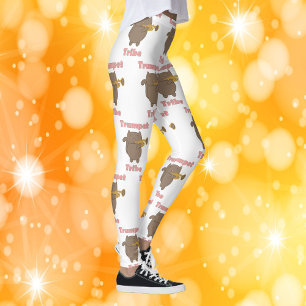 Trompet Stam Bruine Kat Roze Patroon Leggings