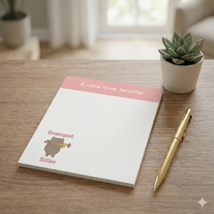 Trompet Stam Cute Kat Roze Personaliseer Notitieblok