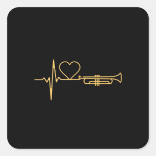 Trompet - Trompet Heartbeat Gift Vierkante Sticker