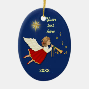 trompetengel keramisch ornament