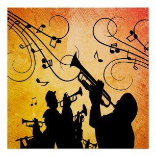 Trompetgedeelte gebrand Oranje muziekontwerp Perfect Poster