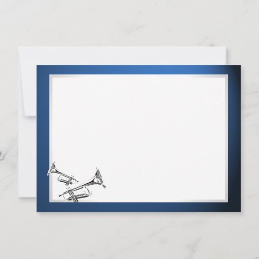 Trompetmuziek Donkerblauw Dank u Platte Kaart (Achterkant)