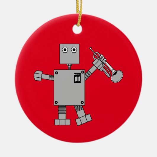 trompetrobot keramisch ornament (Voorkant)