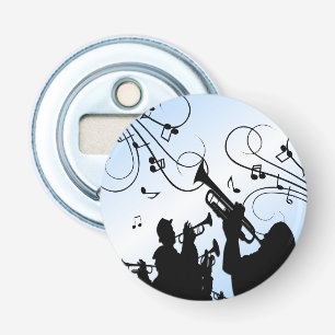 Trompetsectie Blauwe Muziek Button Flesopener