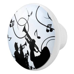 Trompetsectie Blauwe Muziek Keramische Knop