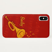 Trompette en laiton stylisé coque iphone de nom ro (Dos (Horizontal))