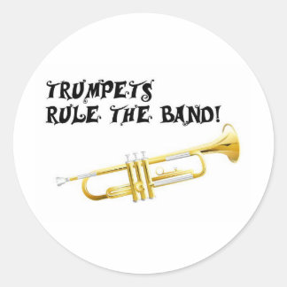 Trompetten heersen over de band! ronde sticker