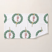Trompettes annonçant Noel : Joyeuse couronne de No (Serviette à main)