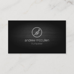 Trompettist Icon Brushed Metal Music Visitekaartje